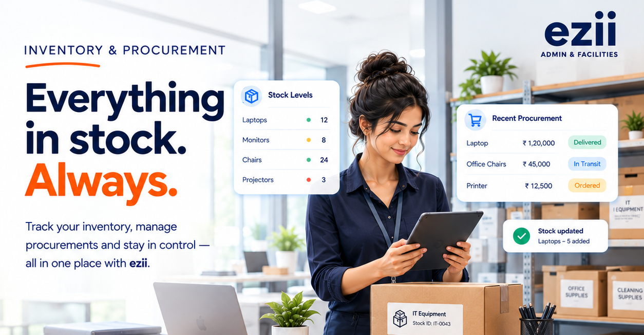 Inventory and procurement in ezii Admin & Facilities